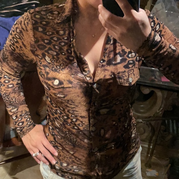 S Line black label leopard print button down shirt - Picture 7 of 9